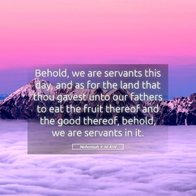 Picture 05 - Nehemiah 9:36 ASV - Behold, we are servants this day, and as for the - Bible Verse Picture