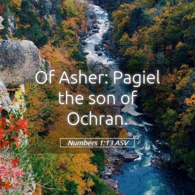 Picture 05 - Numbers 1:13 ASV - Of Asher: Pagiel the son of - Bible Verse Picture