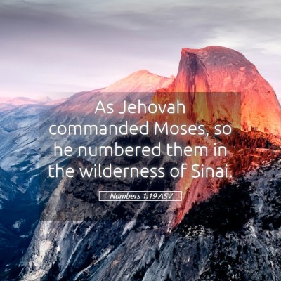 Picture 05 - Numbers 1:19 ASV - As Jehovah commanded Moses, so he numbered them - Bible Verse Picture