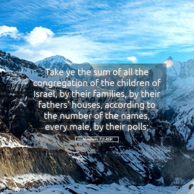 Picture 05 - Numbers 1:2 ASV - Take ye the sum of all the congregation of the - Bible Verse Picture
