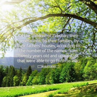 Picture 05 - Numbers 1:30 ASV - Of the children of Zebulun, their generations, by - Bible Verse Picture