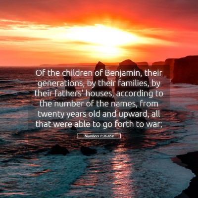 Picture 05 - Numbers 1:36 ASV - Of the children of Benjamin, their generations, - Bible Verse Picture