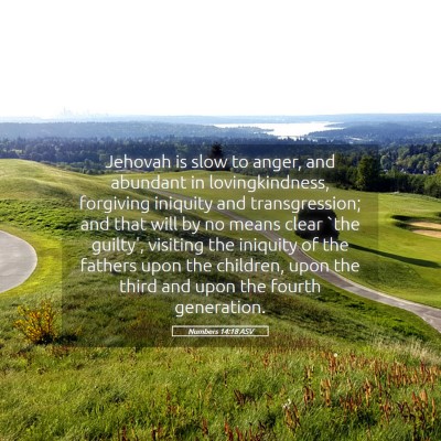 Picture 05 - Numbers 14:18 ASV - Jehovah is slow to anger, and abundant in - Bible Verse Picture