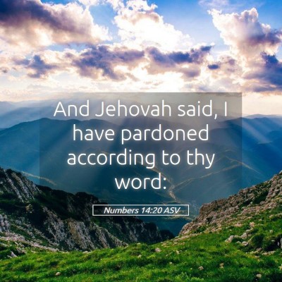 Picture 05 - Numbers 14:20 ASV - And Jehovah said, I have pardoned according to - Bible Verse Picture