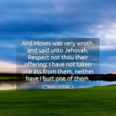 Picture 05 - Numbers 16:15 ASV - And Moses was very wroth, and said unto Jehovah, - Bible Verse Picture