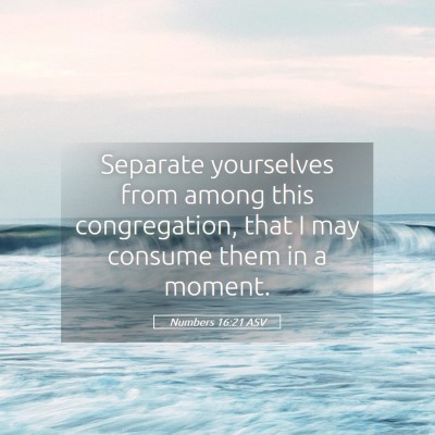 Picture 05 - Numbers 16:21 ASV - Separate yourselves from among this congregation, - Bible Verse Picture