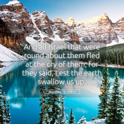 Picture 05 - Numbers 16:34 ASV - And all Israel that were round about them fled at - Bible Verse Picture