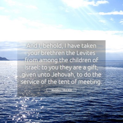 Picture 05 - Numbers 18:6 ASV - And I, behold, I have taken your brethren the - Bible Verse Picture