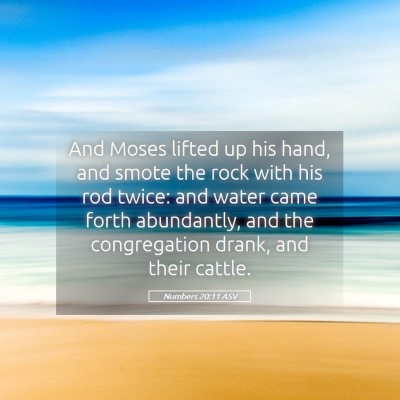 Picture 05 - Numbers 20:11 ASV - And Moses lifted up his hand, and smote the rock - Bible Verse Picture