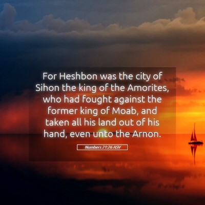 Picture 05 - Numbers 21:26 ASV - For Heshbon was the city of Sihon the king of the - Bible Verse Picture