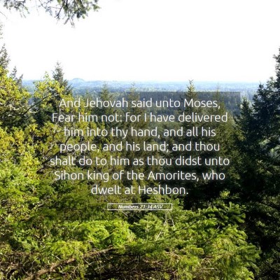 Picture 05 - Numbers 21:34 ASV - And Jehovah said unto Moses, Fear him not: for I - Bible Verse Picture