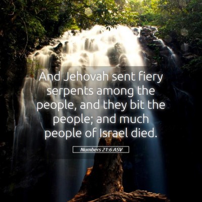 Picture 05 - Numbers 21:6 ASV - And Jehovah sent fiery serpents among the people, - Bible Verse Picture