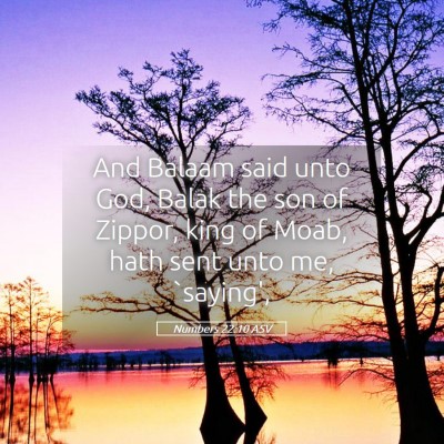 Picture 05 - Numbers 22:10 ASV - And Balaam said unto God, Balak the son of - Bible Verse Picture