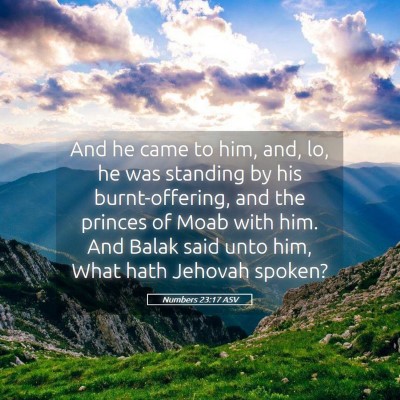 Picture 05 - Numbers 23:17 ASV - And he came to him, and, lo, he was standing by - Bible Verse Picture