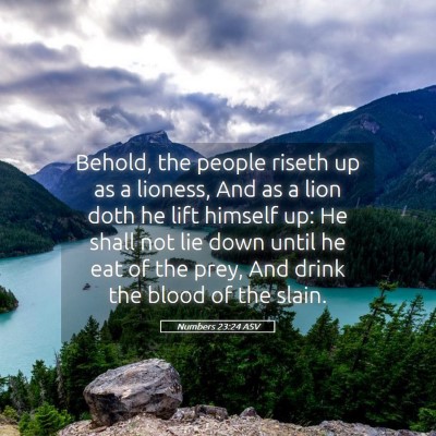 Picture 05 - Numbers 23:24 ASV - Behold, the people riseth up as a lioness, And as - Bible Verse Picture