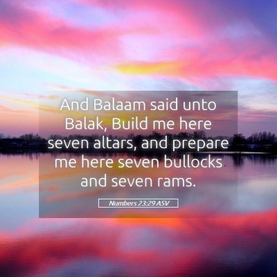 Picture 05 - Numbers 23:29 ASV - And Balaam said unto Balak, Build me here seven - Bible Verse Picture
