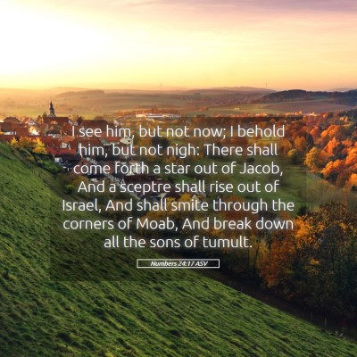 Picture 05 - Numbers 24:17 ASV - I see him, but not now; I behold him, but not - Bible Verse Picture