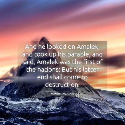 Picture 05 - Numbers 24:20 ASV - And he looked on Amalek, and took up his parable, - Bible Verse Picture