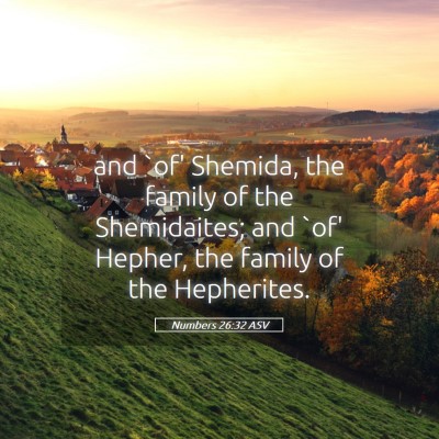 Picture 05 - Numbers 26:32 ASV - and `of' Shemida, the family of the Shemidaites; - Bible Verse Picture