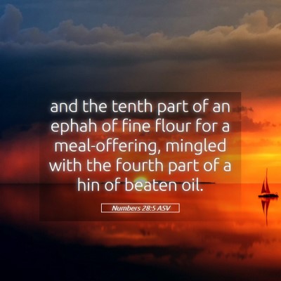 Picture 05 - Numbers 28:5 ASV - and the tenth part of an ephah of fine flour for - Bible Verse Picture