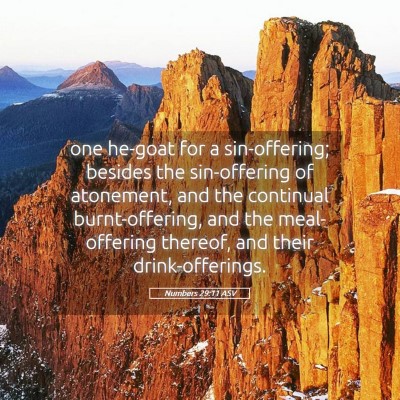 Picture 05 - Numbers 29:11 ASV - one he-goat for a sin-offering; besides the - Bible Verse Picture