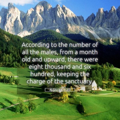 Picture 05 - Numbers 3:28 ASV - According to the number of all the males, from a - Bible Verse Picture