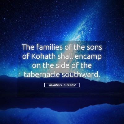 Picture 05 - Numbers 3:29 ASV - The families of the sons of Kohath shall encamp - Bible Verse Picture