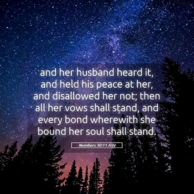 Picture 05 - Numbers 30:11 ASV - and her husband heard it, and held his peace at - Bible Verse Picture