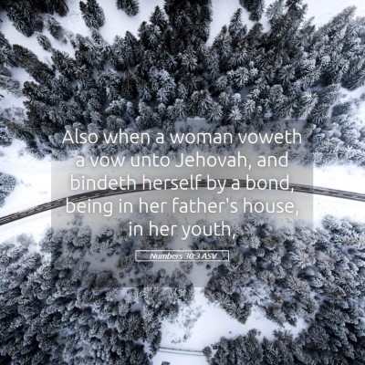 Picture 05 - Numbers 30:3 ASV - Also when a woman voweth a vow unto Jehovah, and - Bible Verse Picture