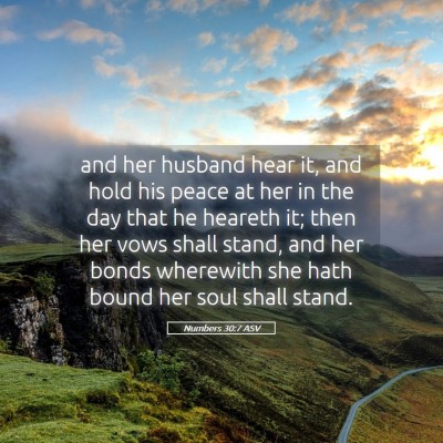 Picture 05 - Numbers 30:7 ASV - and her husband hear it, and hold his peace at - Bible Verse Picture