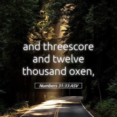 Picture 05 - Numbers 31:33 ASV - and threescore and twelve thousand - Bible Verse Picture