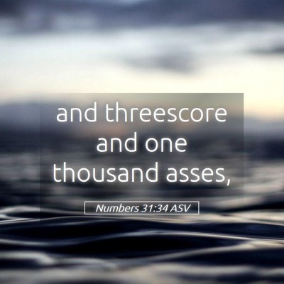 Picture 05 - Numbers 31:34 ASV - and threescore and one thousand - Bible Verse Picture