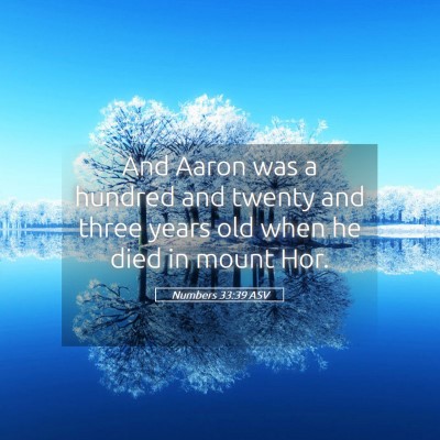 Picture 05 - Numbers 33:39 ASV - And Aaron was a hundred and twenty and three - Bible Verse Picture