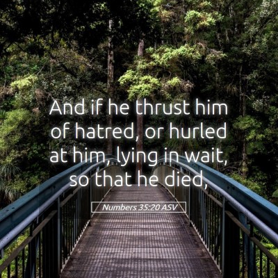Picture 05 - Numbers 35:20 ASV - And if he thrust him of hatred, or hurled at him, - Bible Verse Picture