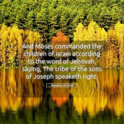 Picture 05 - Numbers 36:5 ASV - And Moses commanded the children of Israel - Bible Verse Picture