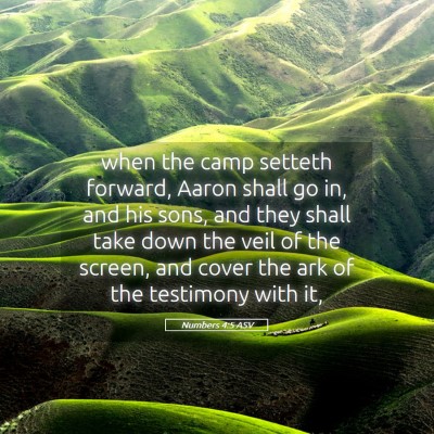 Picture 05 - Numbers 4:5 ASV - when the camp setteth forward, Aaron shall go in, - Bible Verse Picture