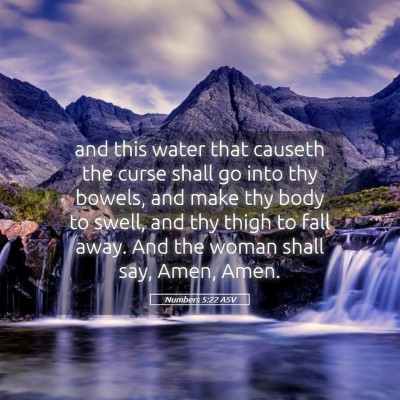 Picture 05 - Numbers 5:22 ASV - and this water that causeth the curse shall go - Bible Verse Picture