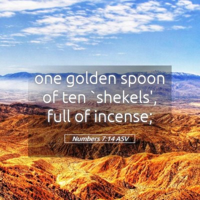 Picture 05 - Numbers 7:14 ASV - one golden spoon of ten `shekels', full of - Bible Verse Picture