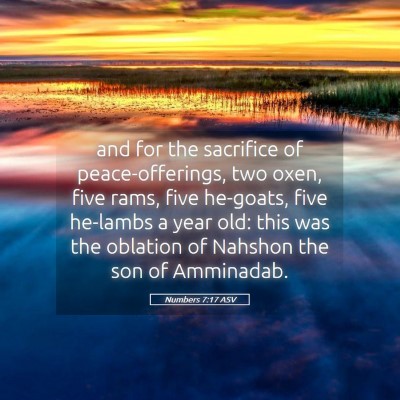 Picture 05 - Numbers 7:17 ASV - and for the sacrifice of peace-offerings, two - Bible Verse Picture