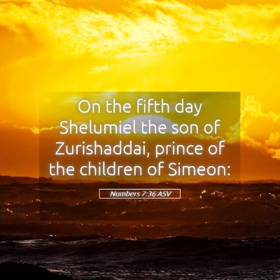 Picture 05 - Numbers 7:36 ASV - On the fifth day Shelumiel the son of - Bible Verse Picture