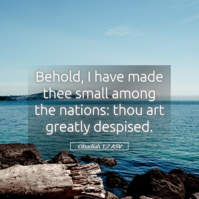 Picture 05 - Obadiah 1:2 ASV - Behold, I have made thee small among the nations: - Bible Verse Picture