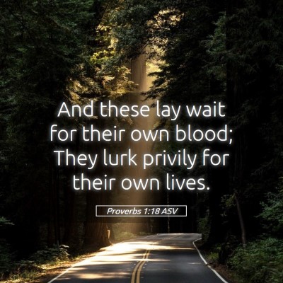 Picture 05 - Proverbs 1:18 ASV - And these lay wait for their own blood; They lurk - Bible Verse Picture