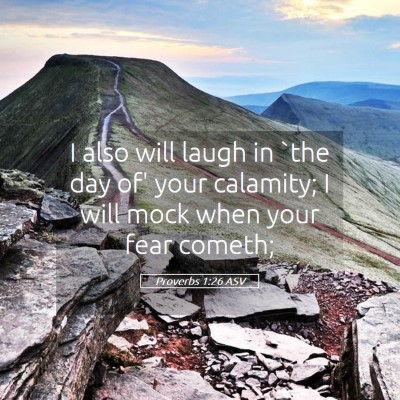 Picture 05 - Proverbs 1:26 ASV - I also will laugh in `the day of' your calamity; - Bible Verse Picture