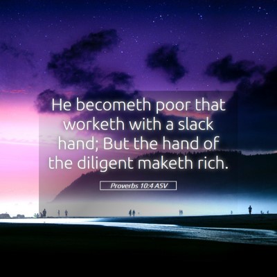 Picture 05 - Proverbs 10:4 ASV - He becometh poor that worketh with a slack hand; - Bible Verse Picture