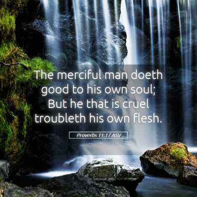 Picture 05 - Proverbs 11:17 ASV - The merciful man doeth good to his own soul; But - Bible Verse Picture