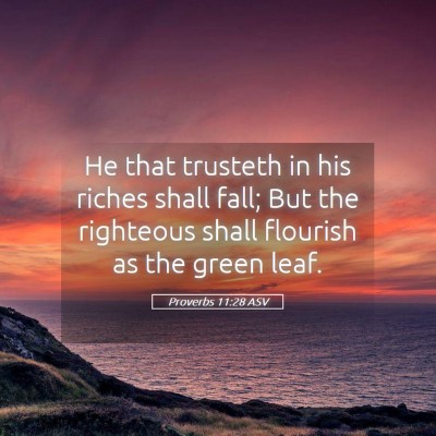 Picture 05 - Proverbs 11:28 ASV - He that trusteth in his riches shall fall; But - Bible Verse Picture