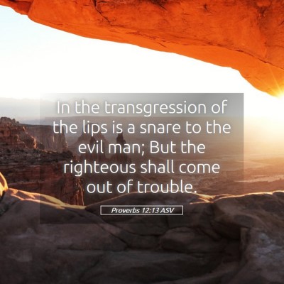 Picture 05 - Proverbs 12:13 ASV - In the transgression of the lips is a snare to - Bible Verse Picture