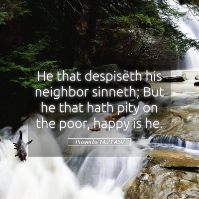 Picture 05 - Proverbs 14:21 ASV - He that despiseth his neighbor sinneth; But he - Bible Verse Picture