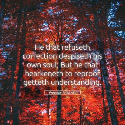 Picture 05 - Proverbs 15:32 ASV - He that refuseth correction despiseth his own - Bible Verse Picture