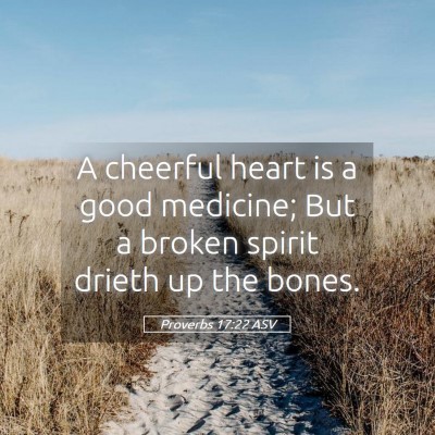Picture 05 - Proverbs 17:22 ASV - A cheerful heart is a good medicine; But a broken - Bible Verse Picture